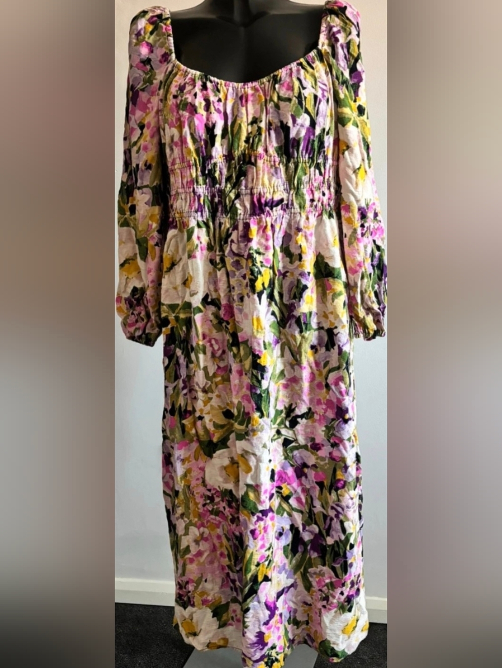 H&M Floral Maxi Dress in Pink, Yellow, Green, White